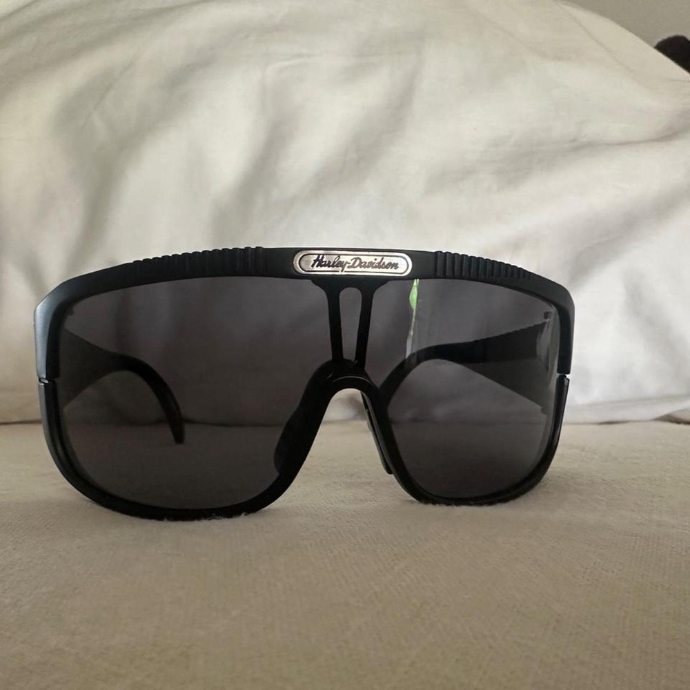 Vintage 80s 90s Harley Davidson Motorcycle Shield Riding Oversized Sunglasses